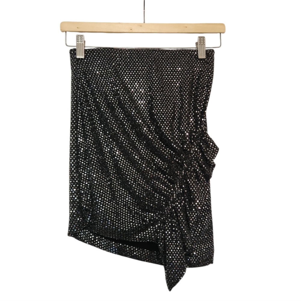 IRO Black Sequin Mini Skirt 34